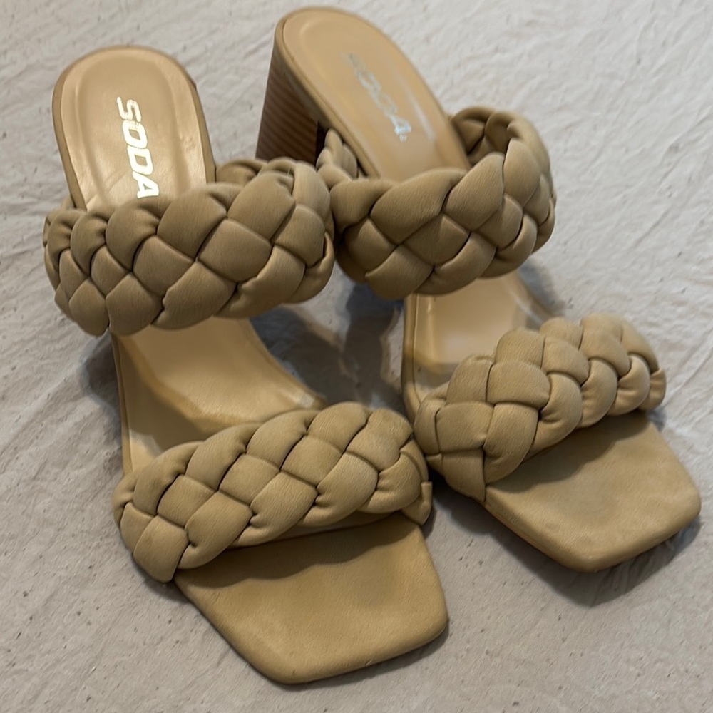 Soda Women's Tan Braided Sandals